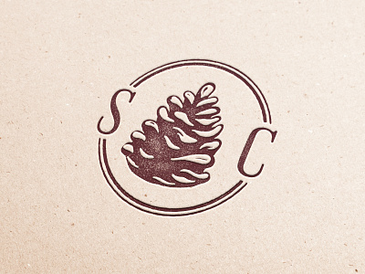 Spring Creek Stamp block print brand floral forest forest logo icon identity illustration initials ink line linoleum monogram one color paper pinecone serif stamp texture wedding