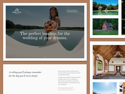 Spring Creek Website brand bride chapel church creek design elegant engagement forest groom lake natural nature photograhy serif spring ui ux website wedding