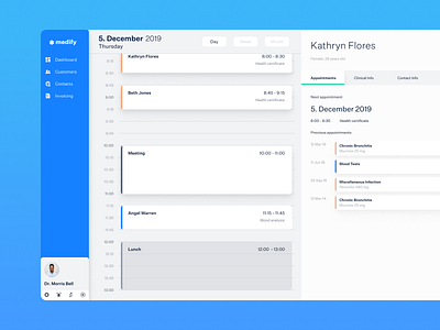 Medical CRM Dashboard appointment appointments booking calendar crm dashboard doctor health health care healthcare medic medical medicine schedule scheduling time line timeline ui ux