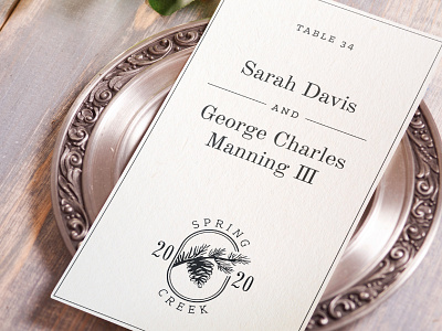 Spring Creek Invitation 2020 branding card elegant engagement ink invitation invite letter logo monogram namecard paper print serif setting table typography wedding