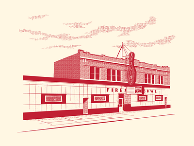 Fireside Bowl bowling chicago illustration screen print