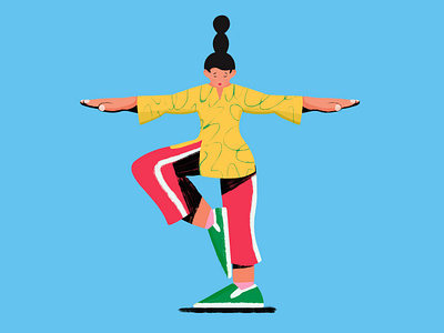 Yoga time active colourful girl illustration leisure photoshop sport yoga yoga pose youth