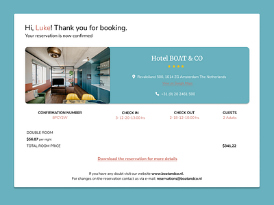 E-mail receipt booking email receipt figma reservation ui uichallenge uidesign user interface website