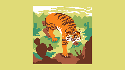 Bobcat animal bobcat cactus character character design desert flat illustration minimal southwest vector