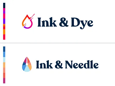 Tattoo Logos | Got a favorite? colorful des moines drip drop dye gradient illustrator ink iowa logo logo design modern needle orange tattoo tattoos yellow