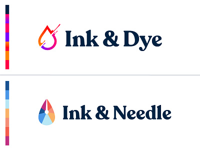 Tattoo Logos | Got a favorite? colorful des moines drip drop dye gradient illustrator ink iowa logo logo design modern needle orange tattoo tattoos yellow