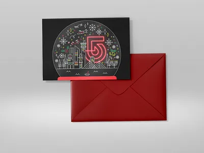WCVB Holiday Card 5 boston card celebration christmas design flat holiday illustration line vector wcvb