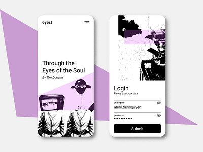 Light Mode - Premium Login art black and white eyes login page mobile ui purple skull ui