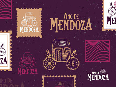 Vino de mendoza argentina bottle brand branding design identity illustration label labels lettering logo pattern stamp vino vintage wine wine label winery