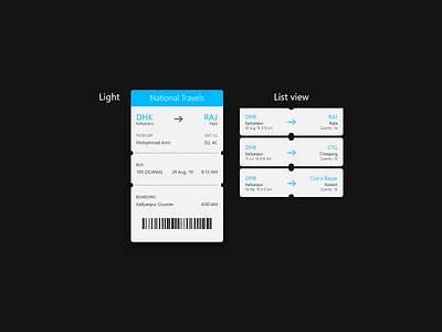 Bus Ticket UI Light Mode app design design ticket ui