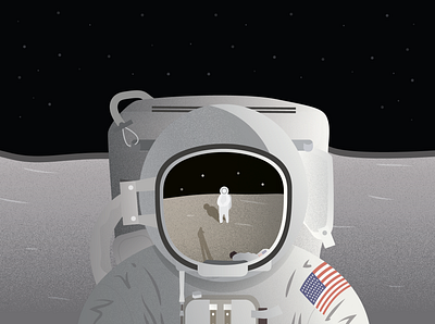 On the moon astronaut grain graphic design illustration moon space spaceman texture vector