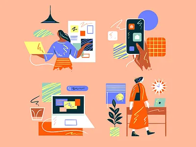 Spot Illustration design editorial illustration flat graphic illustration nature pattern people phone simple tech texture vector