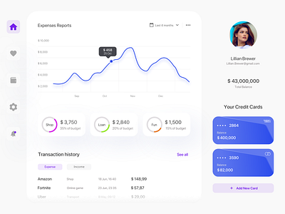 Financial Dashboard account app application banking colorful dashboard financial minimal platform profile ux web