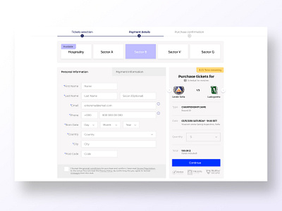 E ticket Checkout adobe xd breadcrumbs checkout checkout page digital football krs krsdesign levski sports design spots steps ui user center design ux