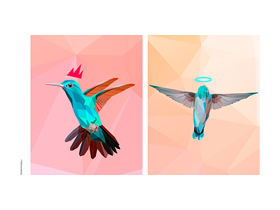 The Sad Goodbye / Hummingbird Close Up bird closeup colorful design flat flat illustration flatdesign hummingbird illustration lowpoly lowpolyart themushroomdesign
