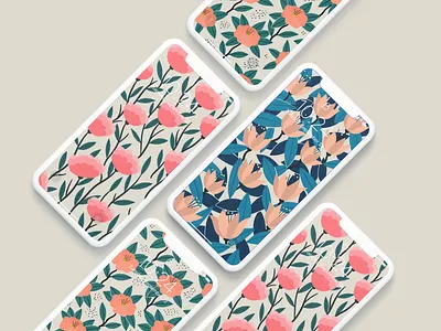 Free Wallpaper design flowers flowers illustration illustration iphonex pattern pattern design pattern illustration plants wallpaper wallpapers