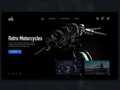 Motorcycle Website Design Concept | Ruben Cespedes black ui blue and black clean design dark ui design concept landing page minimalism minimalistic motorbike motorcycle responsive simple design ui ux ui design uidesign uiux ux designer visual design web design website