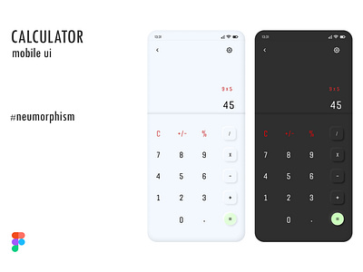 Calculator mobile app UI adobe xd calculate dailyui dailyui challenge dark mode dark theme design figma figmadesign neumorphism night skeumorphism skeuomorphism ui uidesign