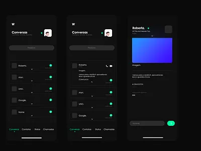 Whatsapp Dark mode. android app apple branding design flat google illustration illustrator ios ui ux whatsapp