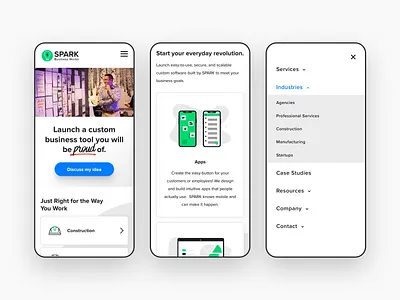 SPARK Mobile Website cta custom software homepage mobile design mobile website responsive website