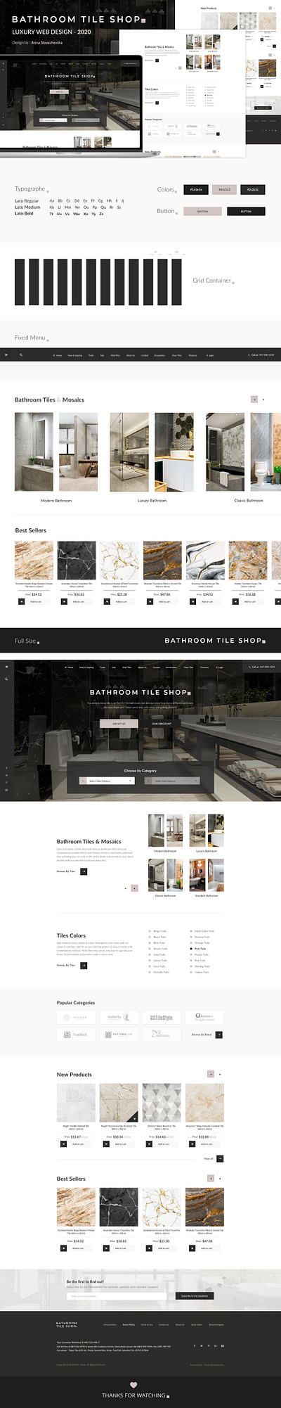 Web design - Luxury Bathroom Tile shop bathroom bathroom tile shop ecommerce landing page luxury luxury bathroom luxury design luxury site redesign redesign concept shop site site design tile shop trend 2020 uidesign uxdesign webdesign webdesign site website