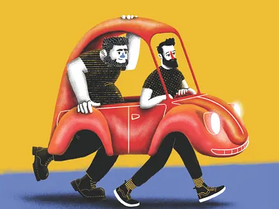 Rancheros Tiernos Podcast album beard car character cover cover art illustration podcast volkswagen