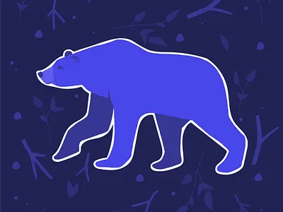 bear 2d bear blue dark design illustration illustration art illustrator leaves nature vector walk woods