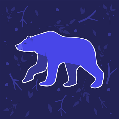 bear 2d bear blue dark design illustration illustration art illustrator leaves nature vector walk woods