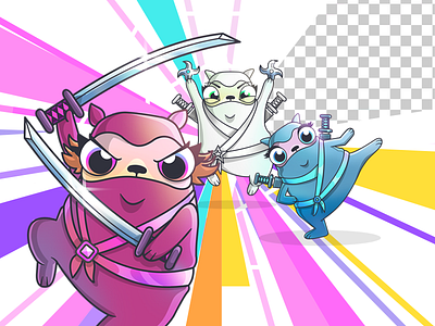 CryptoKitties: Fancy Cats - Ninja Cats art direction blockchain branding cats character crypto cryptokitties dapper dapperlabs game game art gaming illustration kitties motion ninja vancouver vector