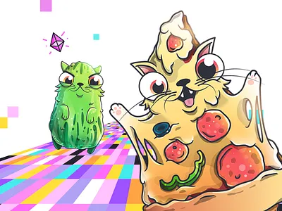 CryptoKitties: Fancy Cats - Food Cats art direction berry blockchain cartoon cartoon character character chocolate crypto cryptokitties dapper dapperlabs design fun gaming illustration kitties pickle pizza poutine vancouver