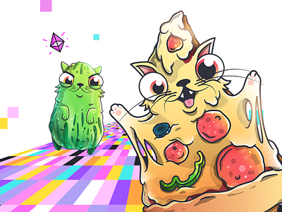 CryptoKitties: Fancy Cats - Food Cats art direction berry blockchain cartoon cartoon character character chocolate crypto cryptokitties dapper dapperlabs design fun gaming illustration kitties pickle pizza poutine vancouver