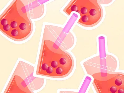 Boba B Sickers alphabet boba boba tea bubble tea food illustration food lettering food type hand lettering illustration lettering letters procreate typography