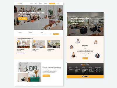 Roomzone Website design app development properties property developer property management room booking ui ux uidesign website website builder website design