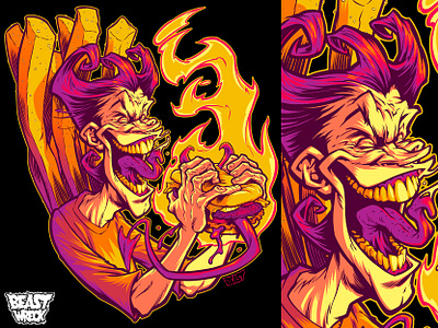 EVIL BOYS EATING EVIL HAMBURGERS character design electric six fast food hamburgers rock music