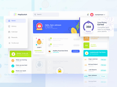 HopScotch Web App | Dashboard Exploration app clean colorful dashboard design fun home screen kids kids design minimalism task manager trend ui uidesign ux website