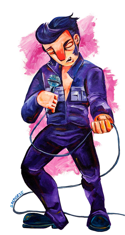 Elvis Illustration acrylic canvas elvis presley illustration painting