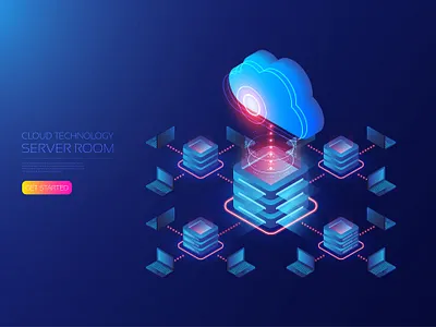 Cloud server room app artificial intelligence background big data cloud computer cpu design digital illustration internet network online processor server error storage technology ui user interface vector