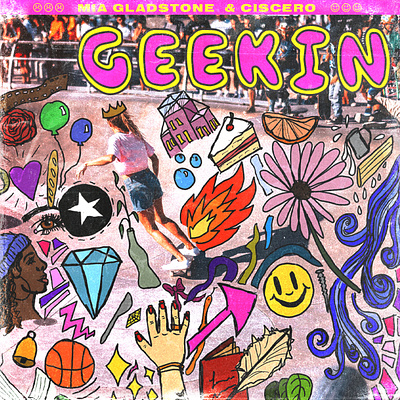 Alternate Album Cover for Mia Gladstone's "GEEKIN" album art album cover album cover design doodles film illustration playful street typography urban