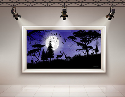 landscape drawings. A Simple Shade of Nature draw fiverr forest landscape mock up mock up mockup mockup psd mockups moon moonlight night nightclub village