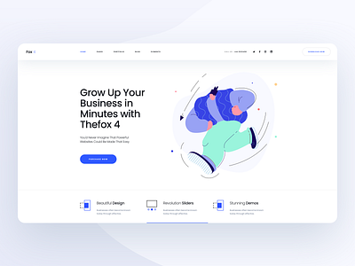 Thefox 4 :: WordPress Theme :: Demo block blog blue business card clean creative features hero header landing page minimal purple slide theme tranmautritam ui card ui design ui design card web design wordpress