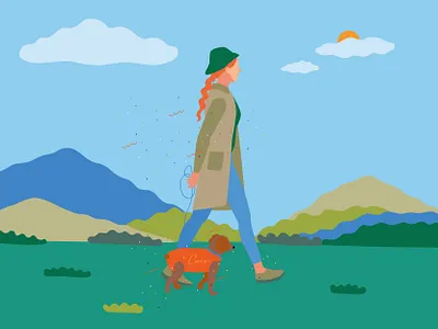 Walk 2d color drawing illustration illustrator vector