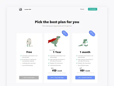 ITG - plans animation dino dinosaur discount fun hover illustration illustrations itg itgdigital motion payment plan plans pricing subscribe subscription sus website