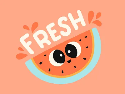 fresh brush type fresh fruit hand drawn hand lettering illustration juicy letter lettering sticker typography vector watermelon
