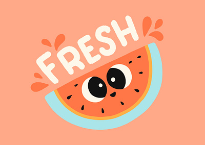 fresh brush type fresh fruit hand drawn hand lettering illustration juicy letter lettering sticker typography vector watermelon