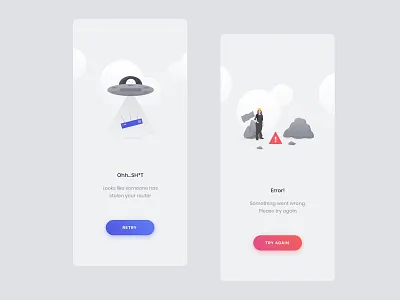 Error Screens Vol 02 design empty screen empty states error error 404 error failed error message error page failed illustrations ios ios app iphonex minimalist illustrations mobile app no state ui uidesign uiux vector