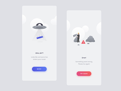 Error Screens Vol 02 design empty screen empty states error error 404 error failed error message error page failed illustrations ios ios app iphonex minimalist illustrations mobile app no state ui uidesign uiux vector