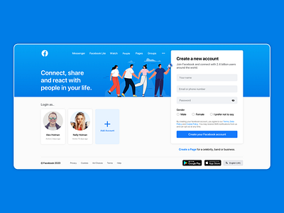 facebook signup redesign desktop design facebook form login page sign up ui design ux design visual design web