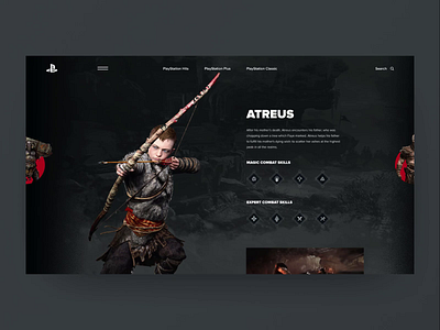 PlayStation Hero Transition animation character design games grid interaction interface layout motion navigation style transition typography ui ux design web