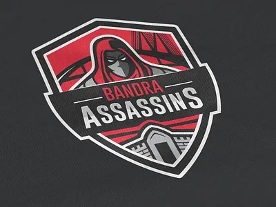 Bandra Assassins team logo dark design flat illustration red
