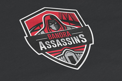 Bandra Assassins team logo dark design flat illustration red